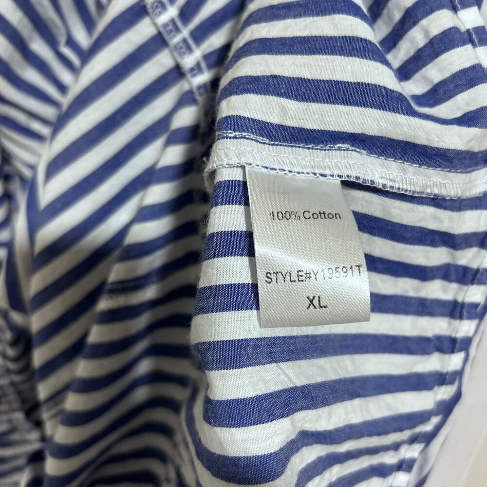Tuckernuck Pomander Place Blue White Kenzo Dress Stripe Cotton Poplin Mini sz XL - Picture 9 of 9